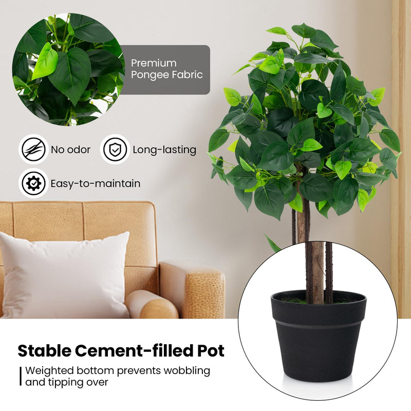 Load image into Gallery viewer, Goplus 45&quot; Artificial Hydrangea Tree, Tall Fake Potted Silk Tree with Real Wood Trunk
