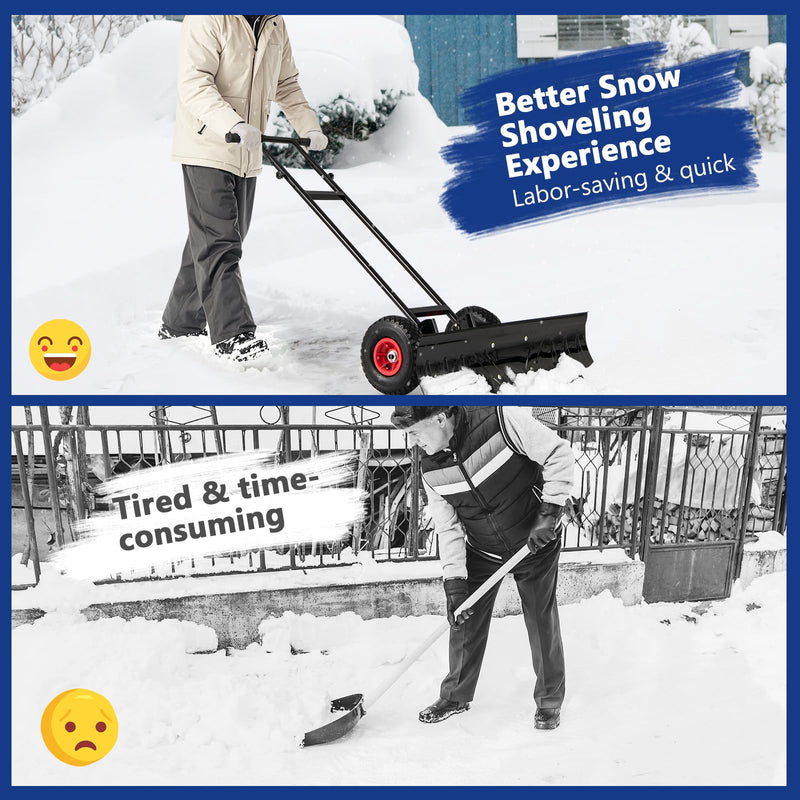 Load image into Gallery viewer, Goplus 36” Wide Snow Shovel for Driveway, Heavy-Duty Metal Snow Plow w/ 7-Position Angled Blade
