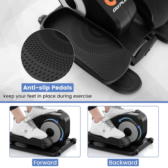 Goplus Under Desk Elliptical Machine, Electric Seated Pedal Exerciser with LED Display Monitor