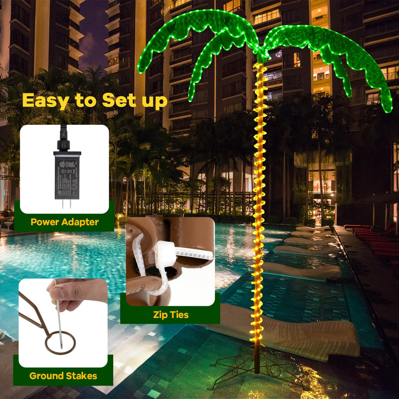 Load image into Gallery viewer, Goplus 7.5 FT Lighted Palm Tree, Tropical Christmas Tree with 332 LED Lights
