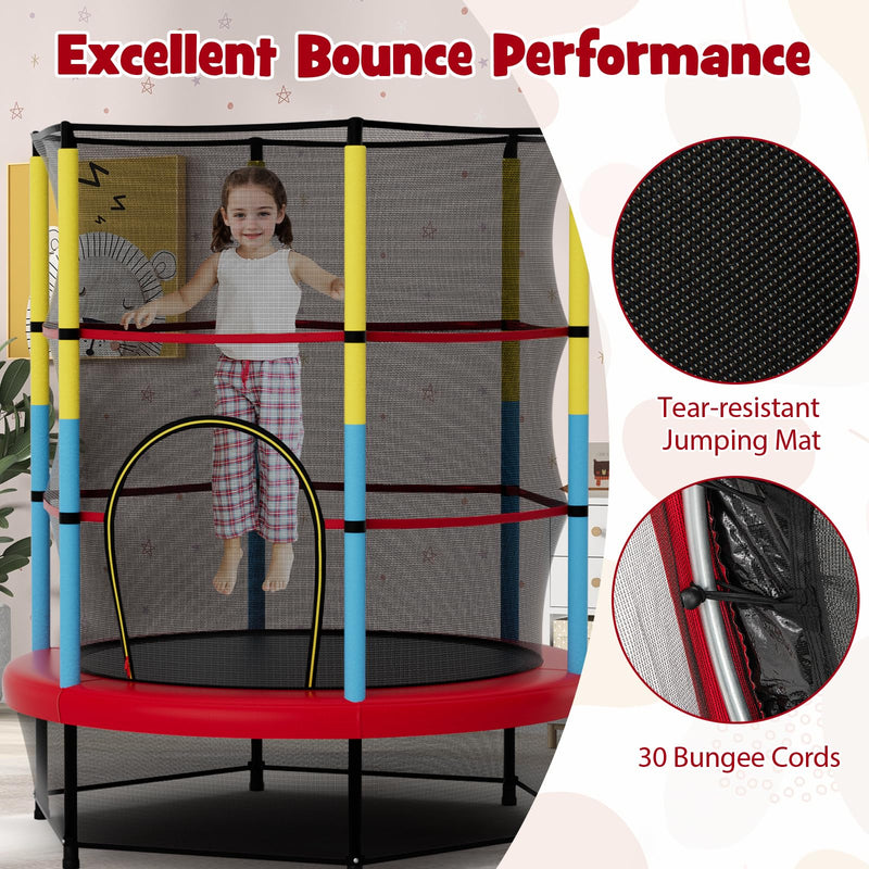 Load image into Gallery viewer, Goplus 55” Trampoline for Kids, ASTM Approved Toddler Trampoline with Safety Enclosure Net
