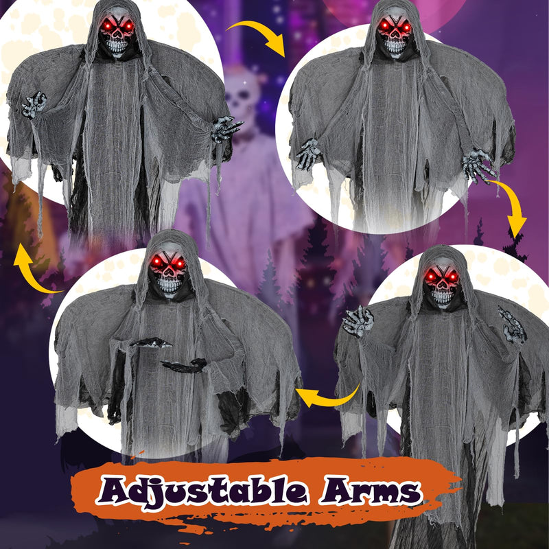 Load image into Gallery viewer, Goplus Hanging Halloween Decoration, 12.1 Ft Skeleton Ghost with Flickering Red Eyes, Scary Sounds
