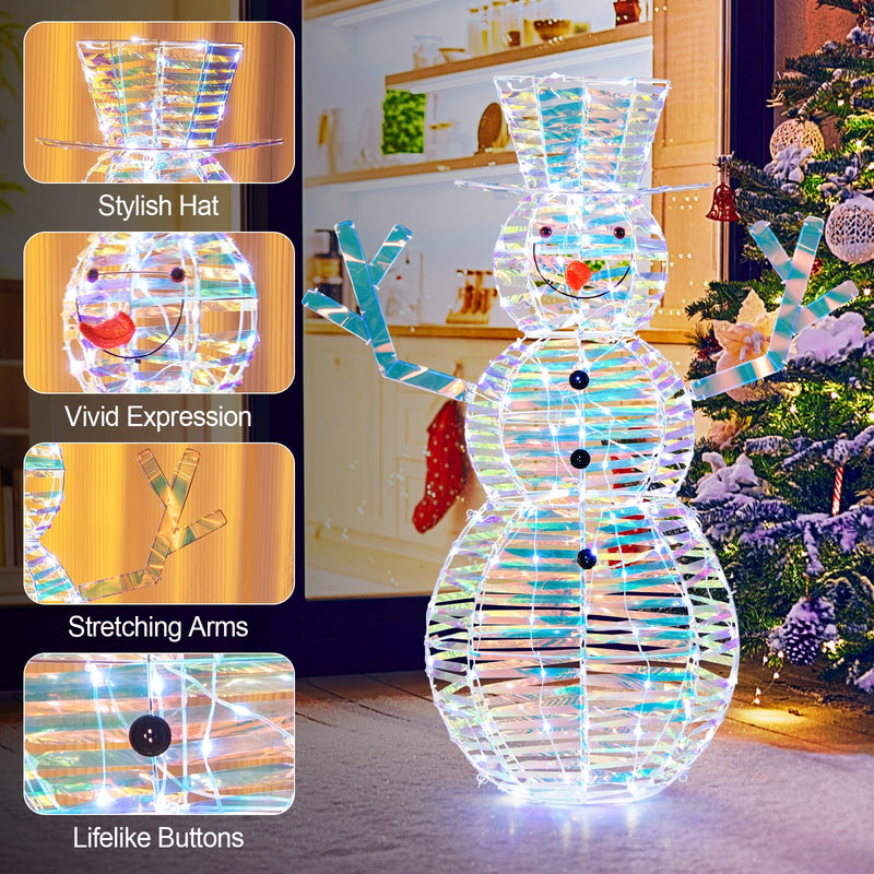 Load image into Gallery viewer, Goplus 4 FT Lighted Christmas Snowman, Light-up Xmas Holiday Decoration with 100 LED Lights
