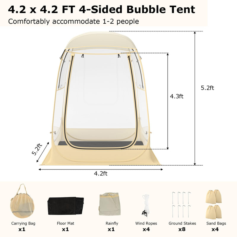 Load image into Gallery viewer, Goplus Sports Tent, Pop Up Weather Tent Pod with Carrying Bag, Floor Mat, Wind Rope, 1-2 Person 4.2 x 4.2 ft
