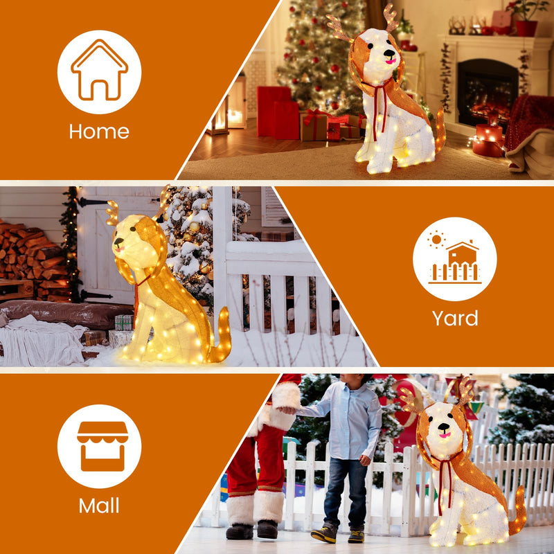 Load image into Gallery viewer, Goplus Lighted Christmas Dog, Indoor Outdoor Puppy Decoration w/LED Lights
