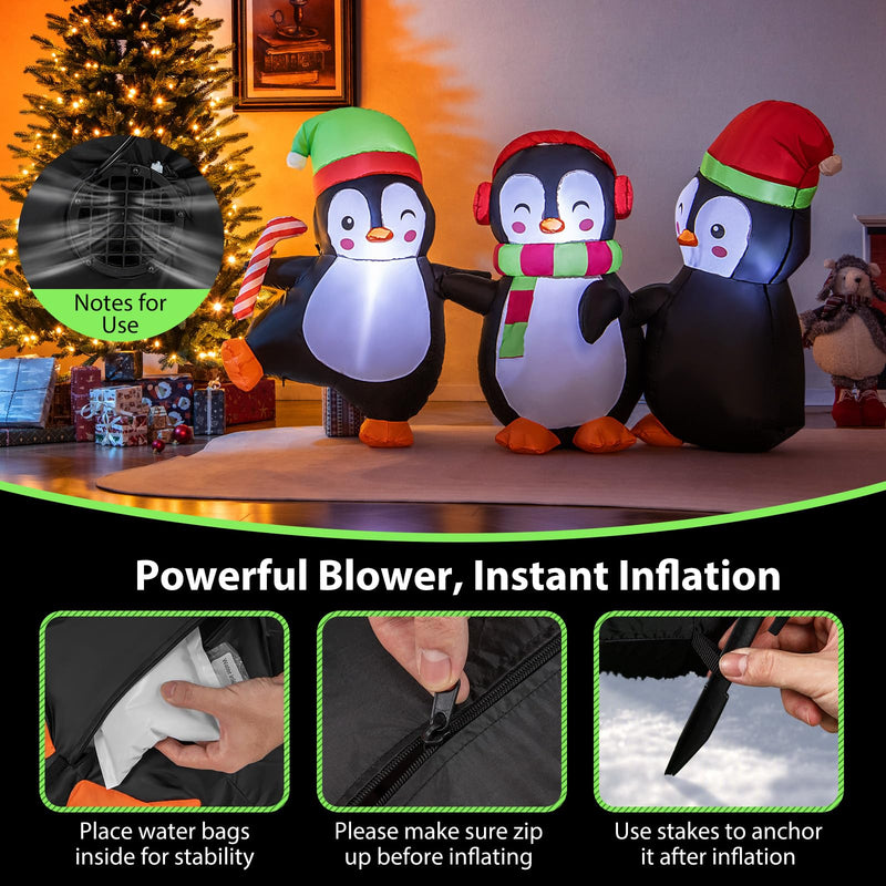 Load image into Gallery viewer, Goplus 6FT Christmas Inflatables, LED Lighted Xmas Inflatable Penguin Family Hand in Hand
