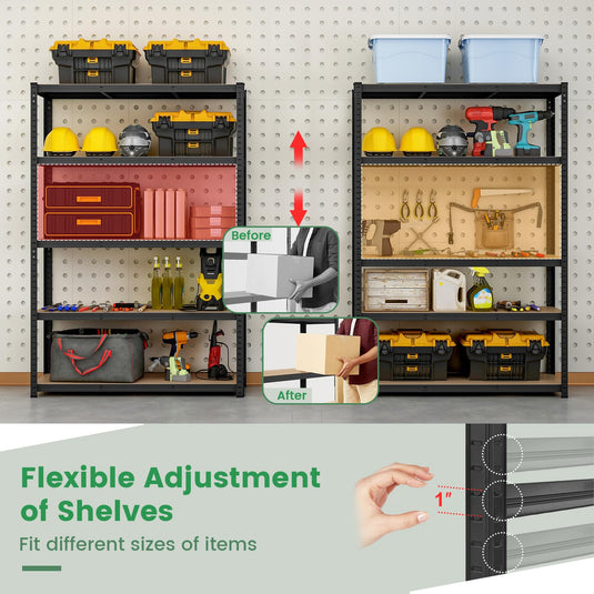 Goplus 5 Tier Adjustable Garage Shelving Unit, 2200 lbs Max Load, 47”W x 16”D x 71”H Multipurpose Organizing Shelf