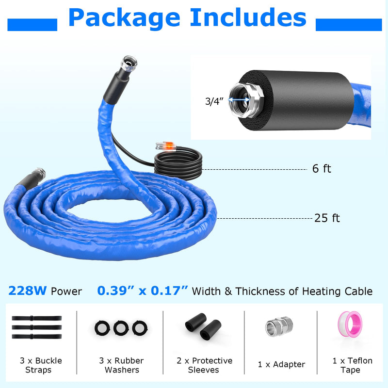 Load image into Gallery viewer, Goplus 25FTHeated Water Hose for RV, Heated Drinking Water Hose in Temperature Down to -45℉ with 3/4” GHT Adapter
