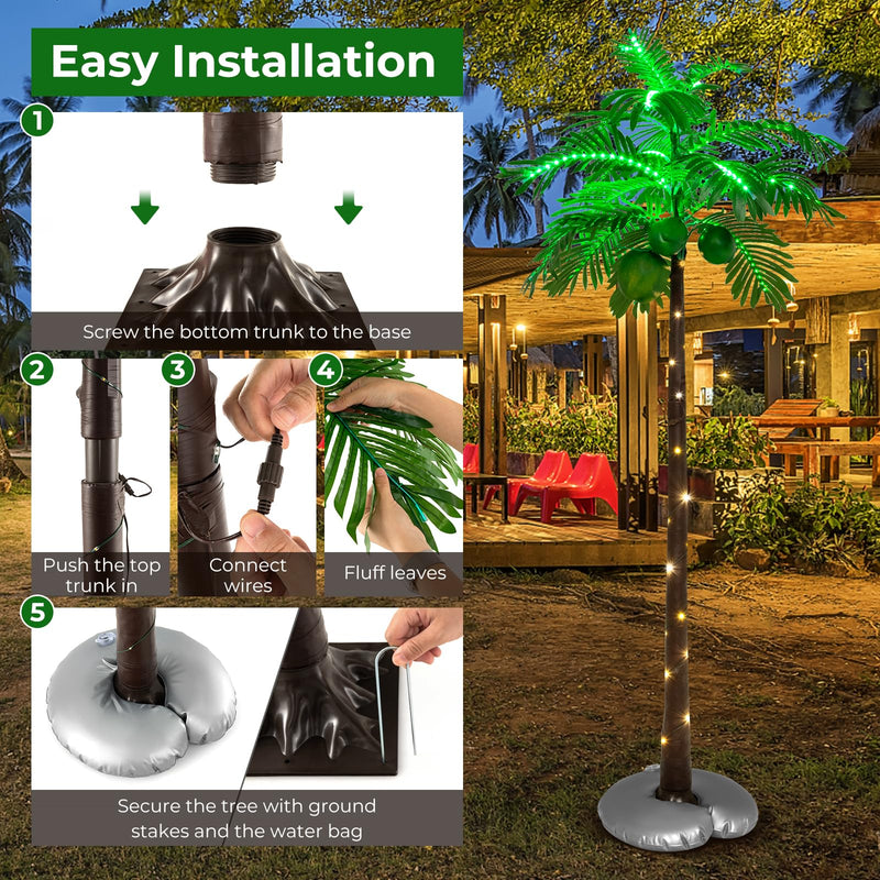 Load image into Gallery viewer, Goplus 6FT Artificial Lighted Palm Tree, Outdoor Light Up Tropical Palm Trees with 309 LED Lights
