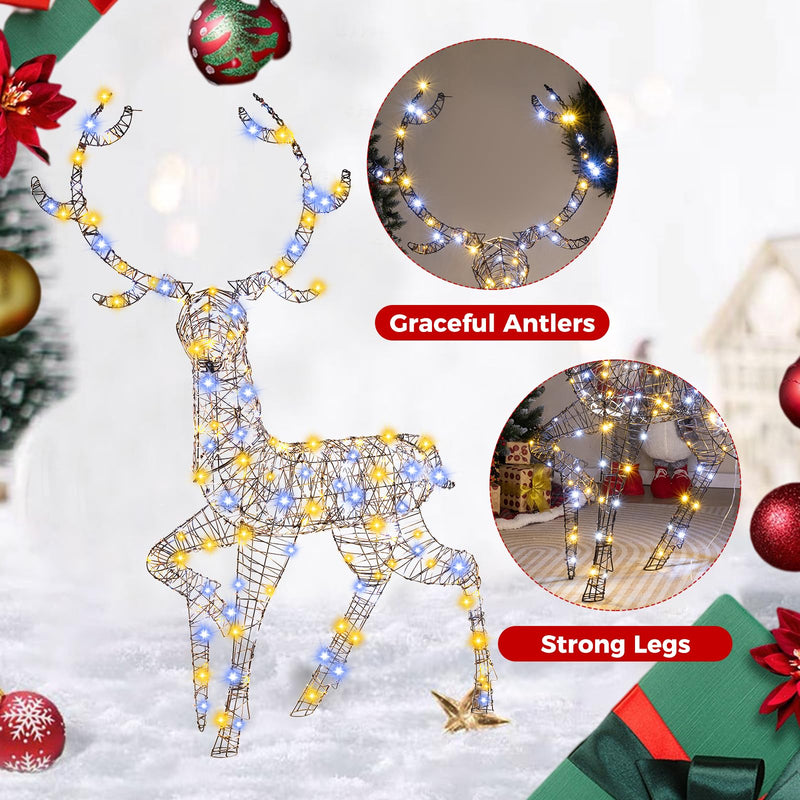 Load image into Gallery viewer, Goplus 4.6 FT Pre-Lit Christmas Reindeer, 3D Buck Decoration with 300 Bright LED Lights
