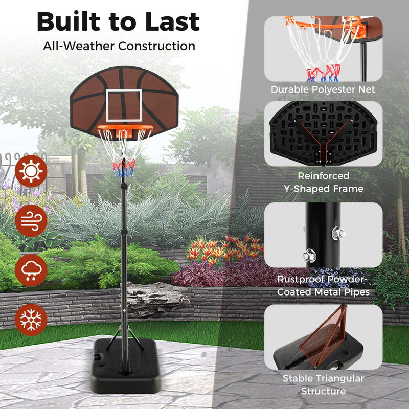 Load image into Gallery viewer, Goplus Portable Basketball Hoop Outdoor, 5.6-6.5 FT Height Adjustable Basketball Goal System with Shatterproof Backboard
