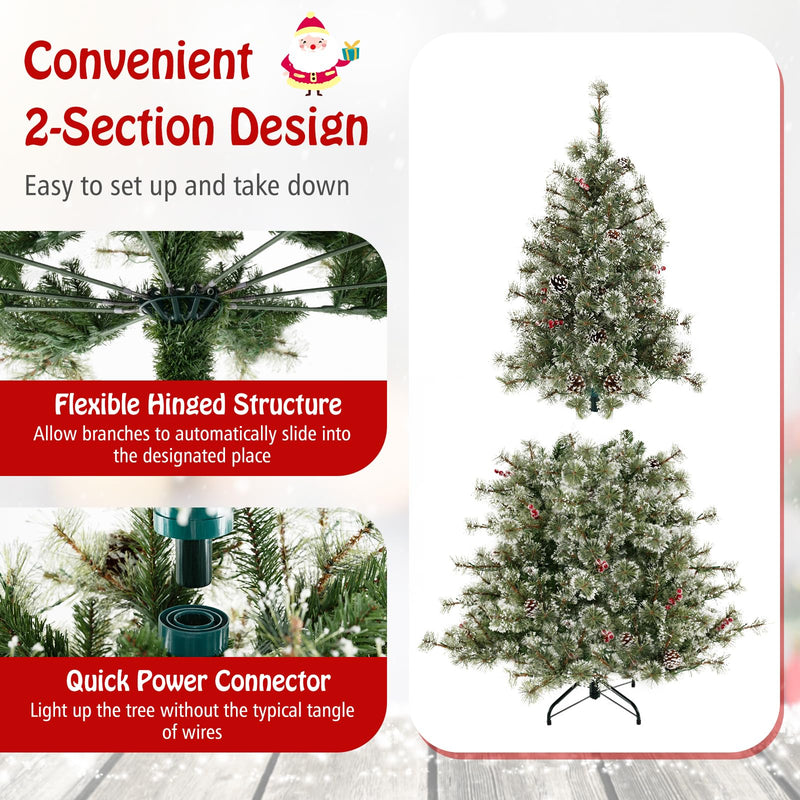 Load image into Gallery viewer, Goplus 6ft Pre-Lit Artificial Christmas Tree, Hinged Xmas Tree with 360° Quick Power Connector
