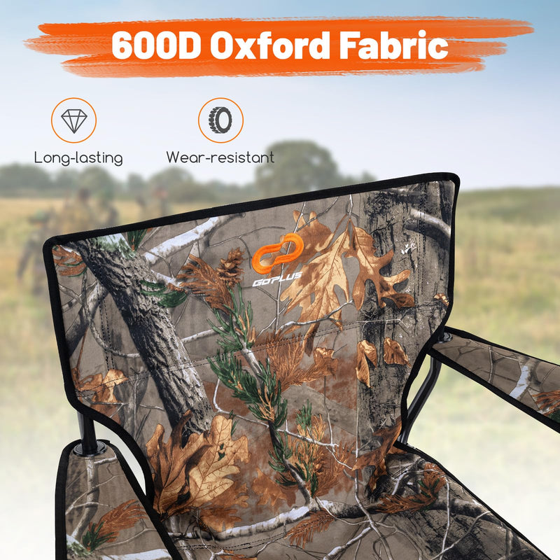 Load image into Gallery viewer, Goplus Swivel Camping Chair, Potable Hunting Chair for Adults w/Cup Holder &amp; Carrying Bag
