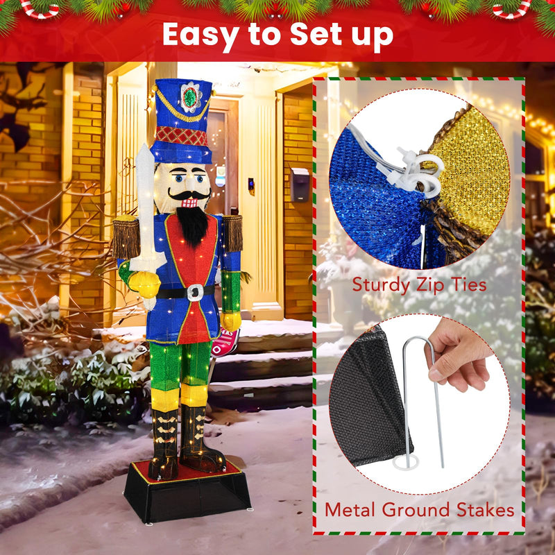 Load image into Gallery viewer, Goplus 6 FT Lighted Nutcracker with Sword, Life-Size Soldier Christmas Decoration with 110 LED Lights
