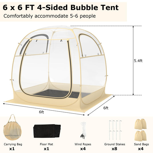 Goplus Sports Tent, Pop Up Weather Tent Pod with Carrying Bag, Floor Mat, Wind Rope, Stakes, Sand Bag