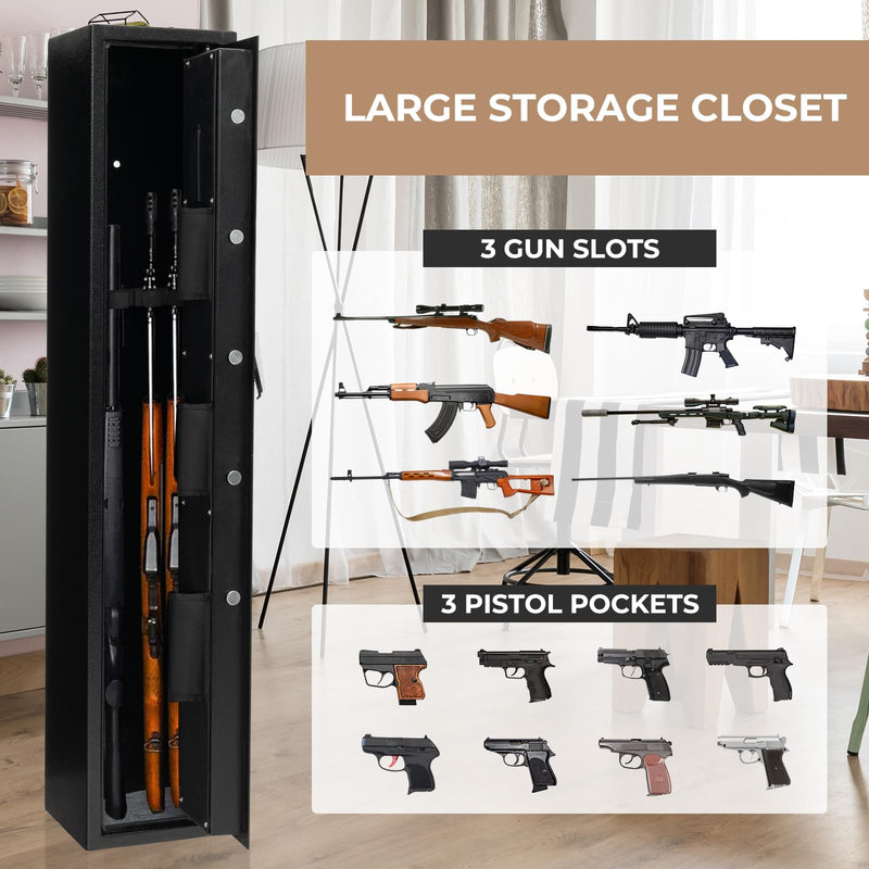 Load image into Gallery viewer, Goplus Gun Safe, Biometric Fingerprint 3-Gun Rifle Safe w/Pistol Pockets
