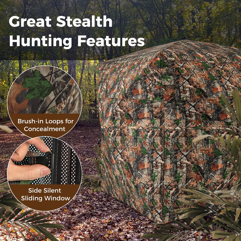 Load image into Gallery viewer, Goplus Camouflage Hunting Blind for 3-4 People, One-Way See-Through Hunting Tent w/270° Viewing Range
