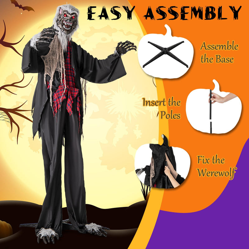 Load image into Gallery viewer, Goplus 8.2 Ft Halloween Animatronics, Sound-Activated Werewolf with Light-up Eyes &amp; Scary Sounds
