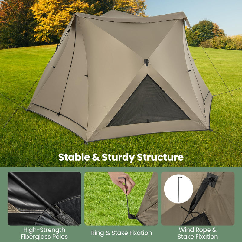 Load image into Gallery viewer, Goplus Pop-up Camping Tent for 4/5/6 Person, 6-Sided Family Tent w/Rainfly, Skylight, 3 Doors
