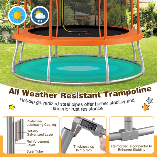 Goplus 8FT/ 10FT Outdoor Trampoline, ASTM Approved Trampoline with Unique Flower Shape