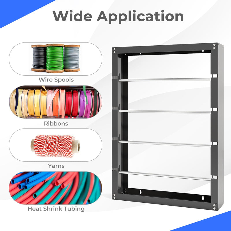 Load image into Gallery viewer, Goplus Wire Spool Rack with 4 Rods, Ribbon Holder Organizer Rack, Wall Mounted Cable/Wire Dispenser
