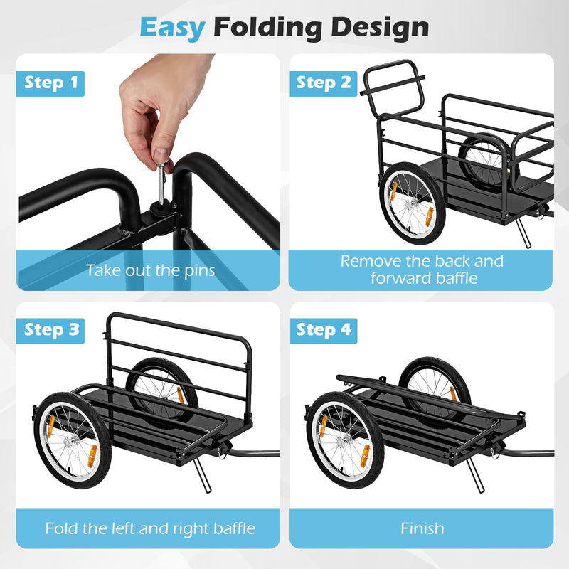 Load image into Gallery viewer, Goplus Bike Cargo Trailer, Folding Bike Cart with Weather-Proof Oxford Cover, Universal Hitch, 16&quot; Pneumatic Wheels
