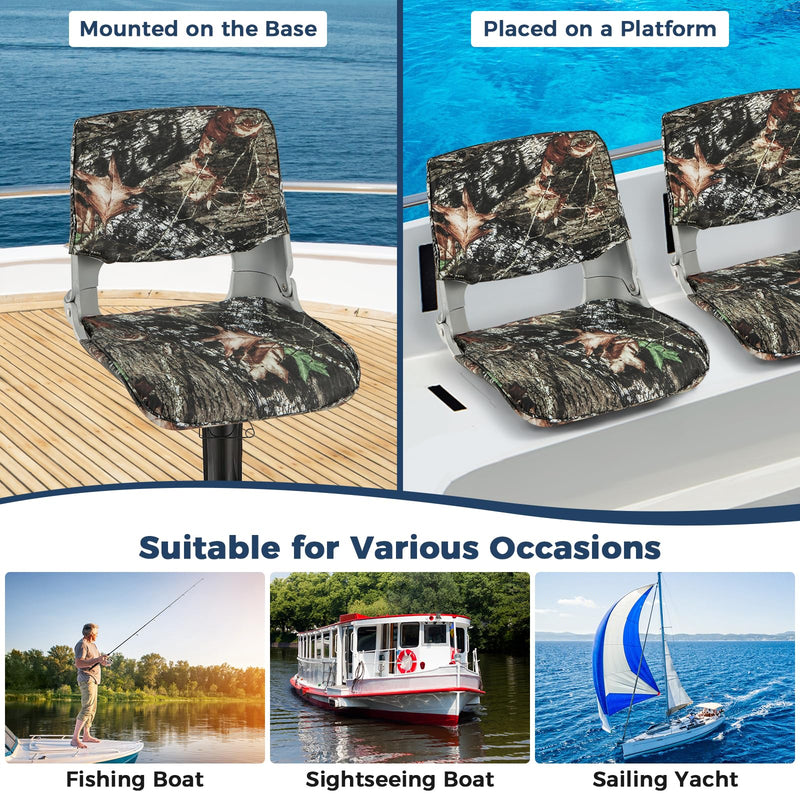 Load image into Gallery viewer, Goplus Low/High Back Boat Seats, Folding Boat Seat with Stainless Steel Screws &amp; Aluminum Hinges, Thickened Sponge Padding
