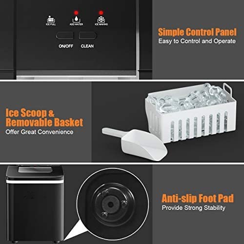 Ice Maker Machine for Countertop, Bullet-Shaped Ice Cubes Ready in 8 Mins