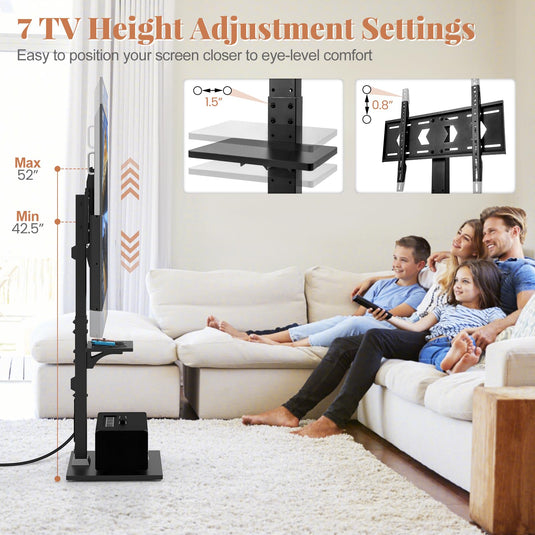 Goplus Floor TV Stand with Power Outlet, Universal TV Stand for 32-70 Inch TVs up to 110 lbs, Tilt & Height Adjustable