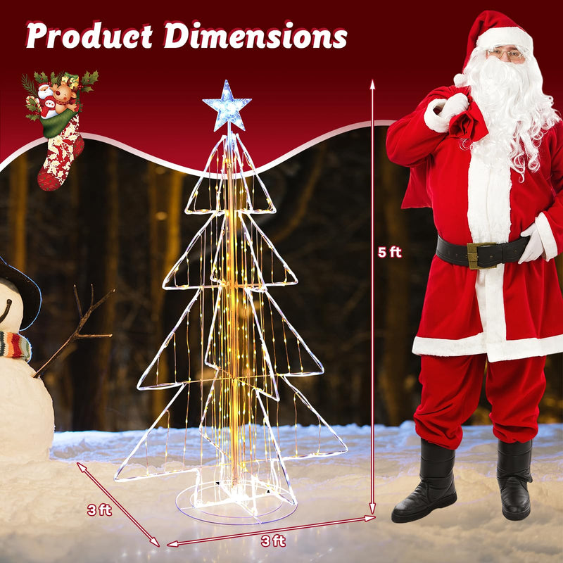 Load image into Gallery viewer, Goplus 5 FT LED Lighted Cone Tree, Indoor &amp; Outdoor Xmas Decoration with Star Topper &amp; Round Base
