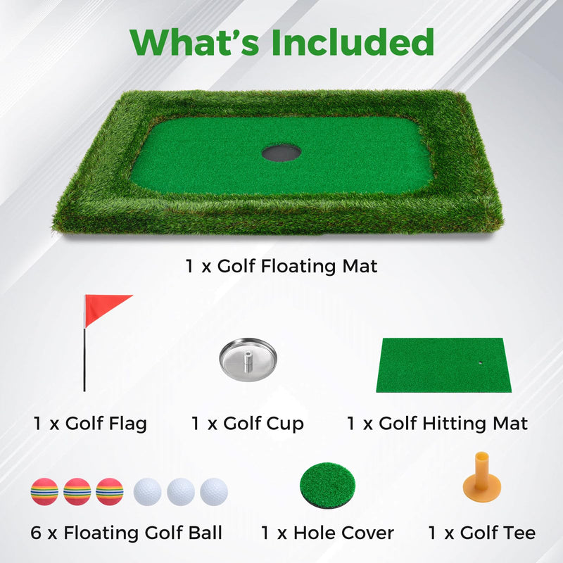 Load image into Gallery viewer, Goplus Floating Golf Green for Pool, Chipping Green Mat w/Hitting Mat, Golf Balls, Rectangle, 37.5&quot; x 25.5&quot;
