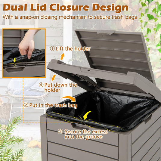 Goplus Outdoor Trash Can with Lid, 31 Gallon Large Outdoor Trash Bin & Pull-Out Liquid Drawer