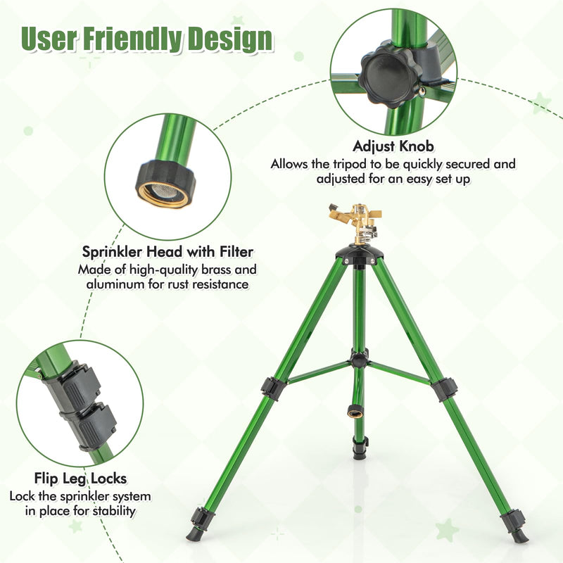 Load image into Gallery viewer, Goplus Tripod Sprinkler 2 Pack, Impact Sprinklers on Tripod Base with 360 Degree, 36-44.6FT Coverage Area, 17.5”-35” Height Adjustment
