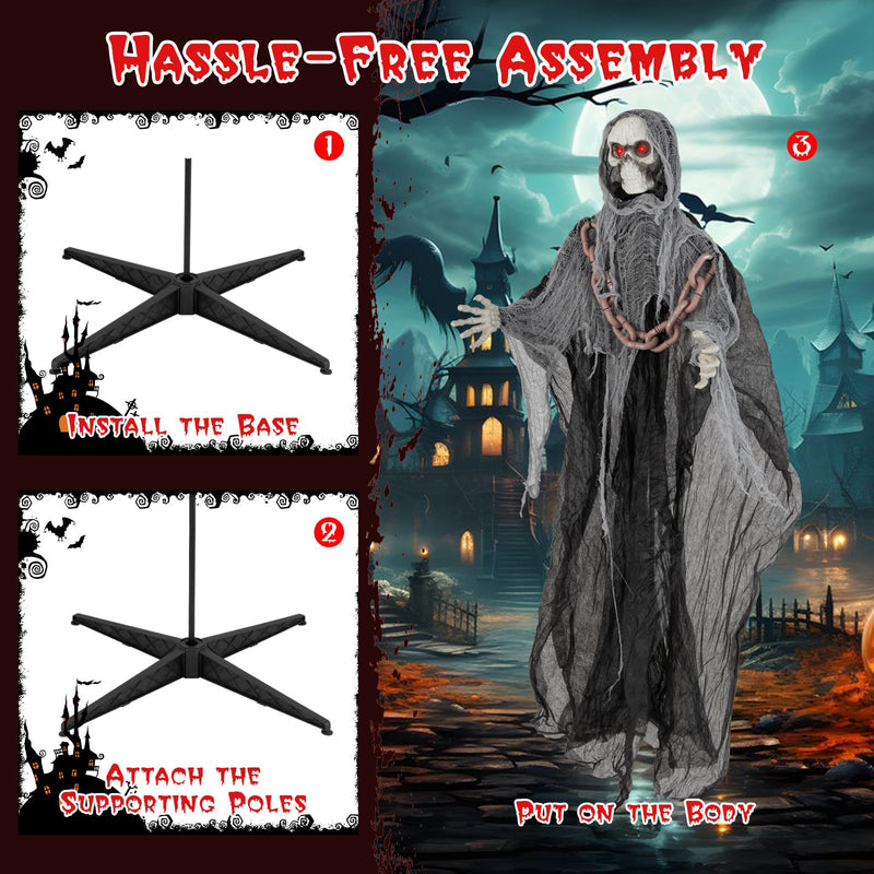 Load image into Gallery viewer, Goplus 6.4 FT Halloween Animatronic Standing Grim Reaper, Halloween Decoration with Chain
