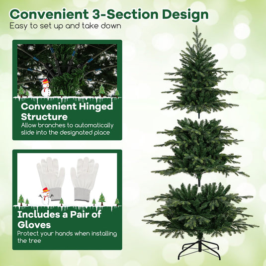 Goplus 6ft Pre-Lit Artificial Christmas Tree with 714 PVC & PE Tips, 260 Multicolored & Warm White LED Lights, 11 Modes