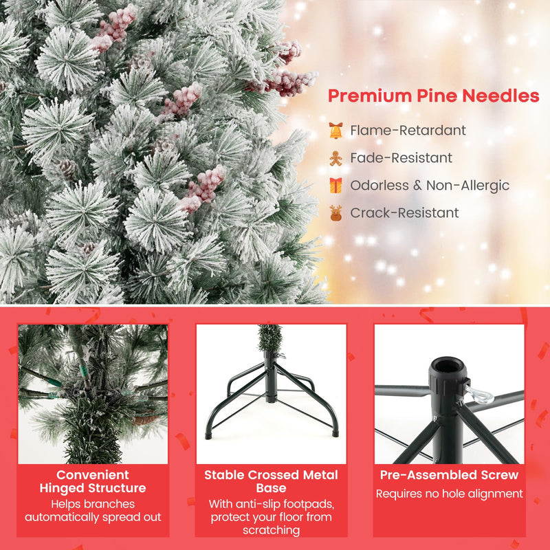 Load image into Gallery viewer, Goplus 4.5ft Pre-Lit Artificial Christmas Tree, Snow-Flocked Hinged Xmas Tree with 251 Pine Needles
