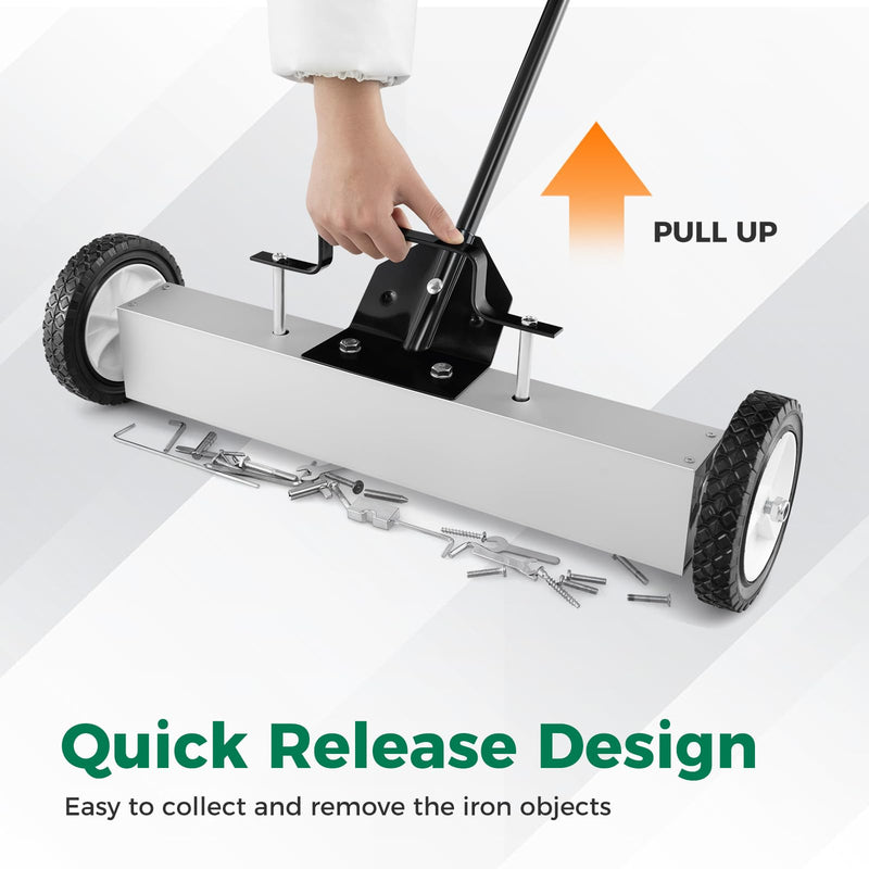 Load image into Gallery viewer, Goplus 24-Inch Magnetic Sweeper with Wheels, 30 LBS Telescoping Rolling Pickup Sweeper with Adjustable Handle
