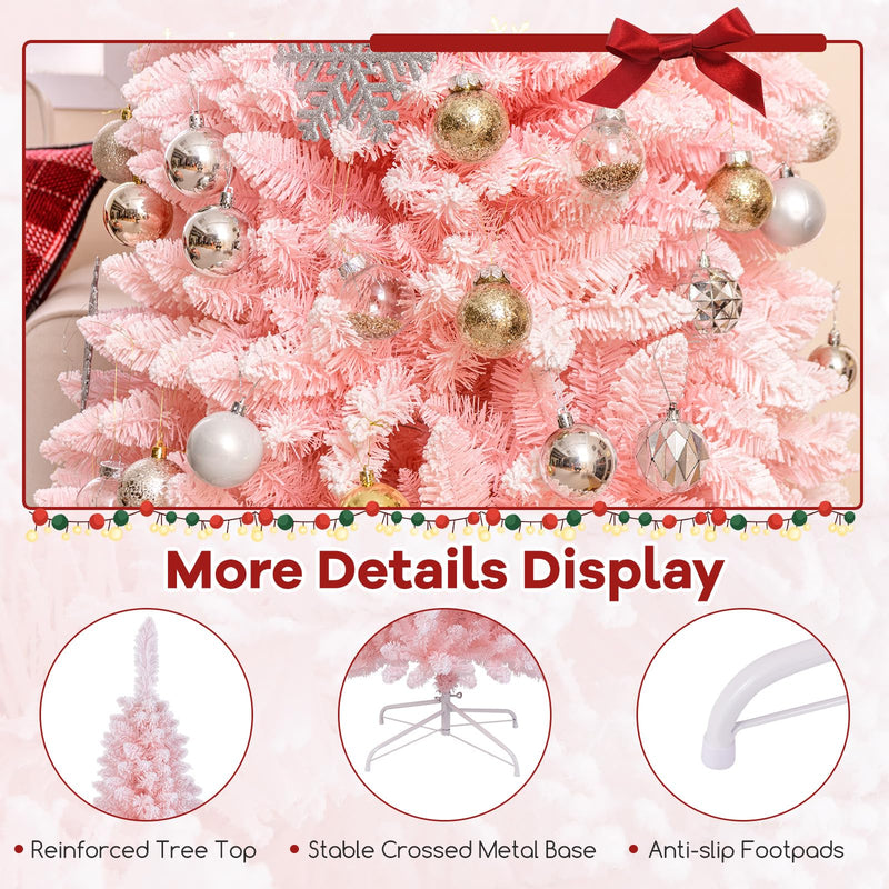 Load image into Gallery viewer, Goplus 8ft Pink Slim Pencil Christmas Tree, Artificial Unlit Skinny Xmas Full Tree with 1000 Branch Tips
