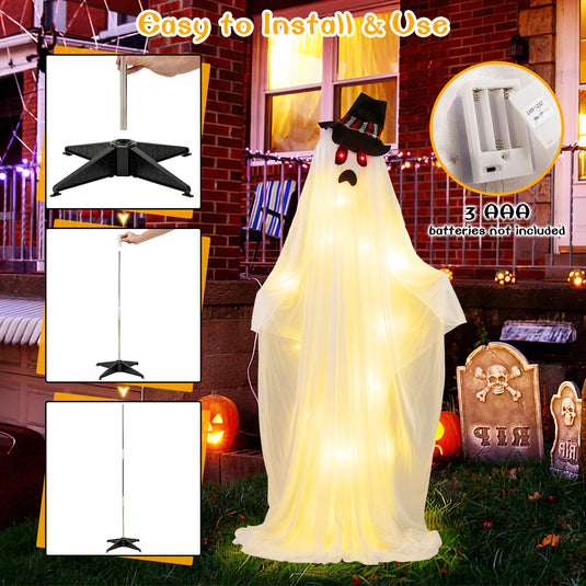 Goplus Halloween Light Up Family Ghosts, 4 PCS LED Glowing Halloween Ghosts