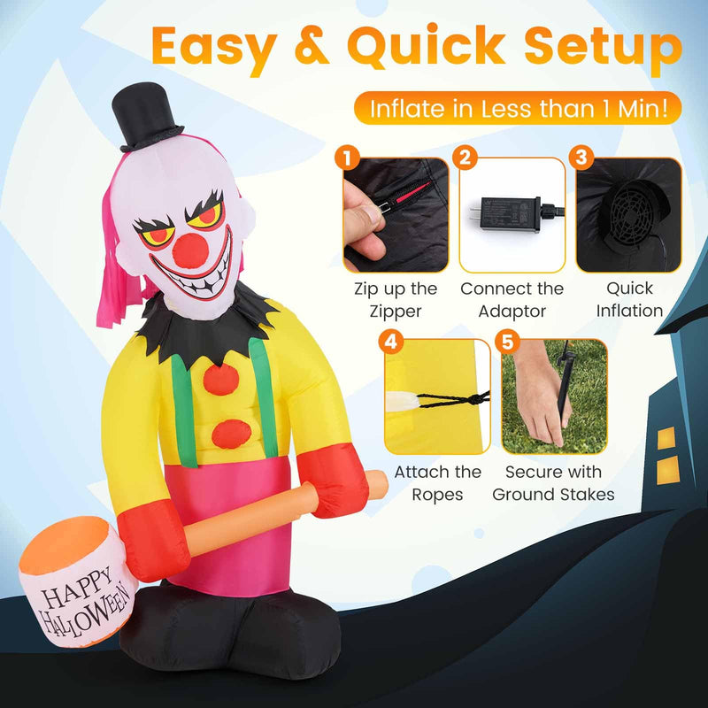 Load image into Gallery viewer, Goplus 8 Ft Halloween Inflatables, Giant Blow up Halloween Clown Decorations with Moving Head
