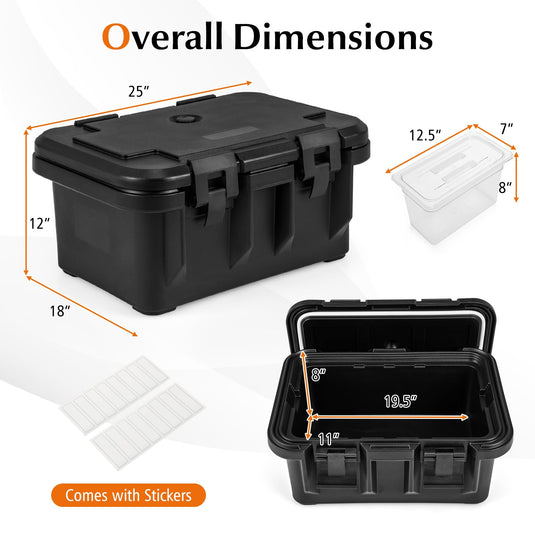 Goplus Insulated Food Pan Container, 31 QT Stackable Hot Box w/ 3 Transparent One-Third Pans with Lids