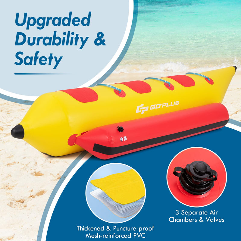 Load image into Gallery viewer, Goplus Inflatable Towable Tubes for Boating, 1-3 Rider Hot Dog Tube w/Electric Air Pump, Carrying Bag
