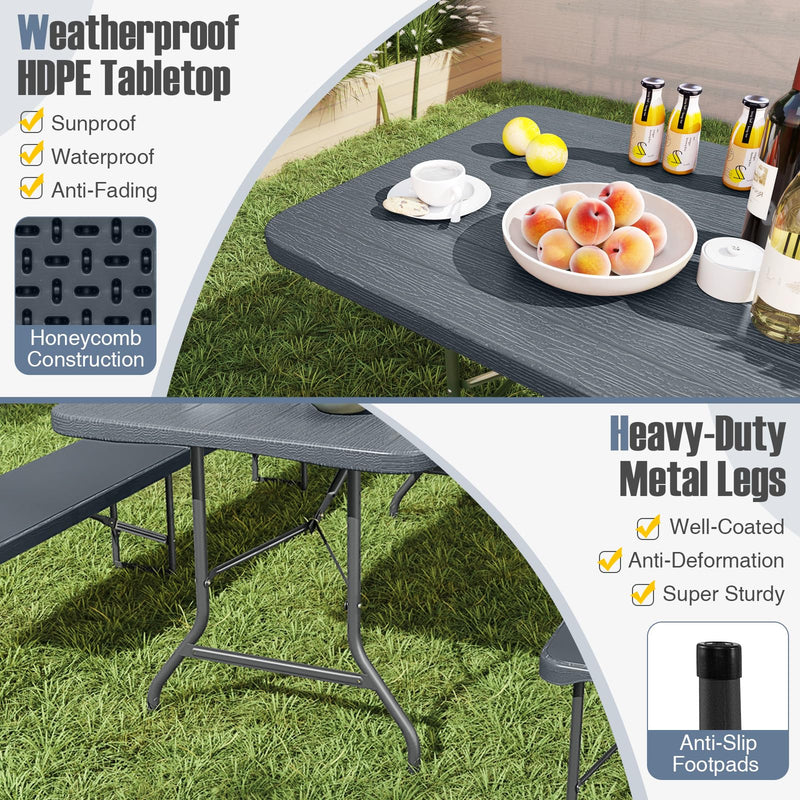 Load image into Gallery viewer, Goplus 6ft Plastic Folding Table, 350 LBS Indoor Outdoor Heavy Duty Portable Folding Tables with HDPE Tabletop
