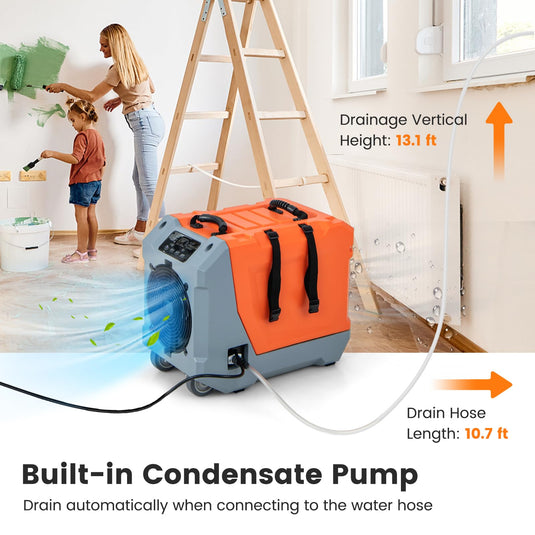 180 PPD Crawl Space Dehumidifier with Pump, Drain Hose, Auto Defrost, 6,000 Sq. Ft Commercial Dehumidifier for Basement