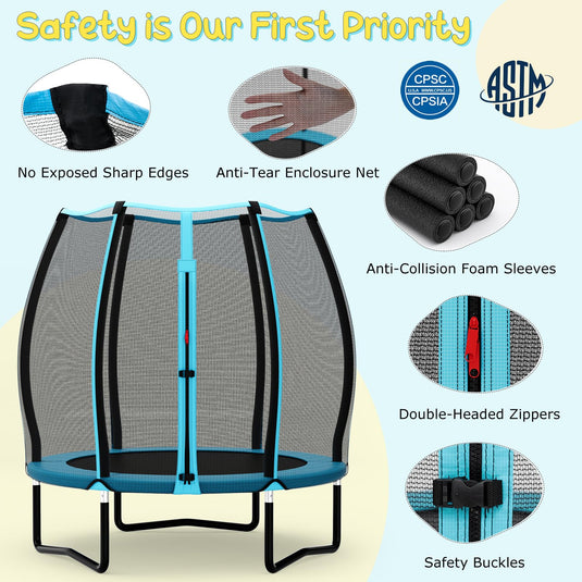 Goplus 55" Trampoline for Kids, ASTM Approved Toddler Mini Trampoline w/Safety Enclosure Net