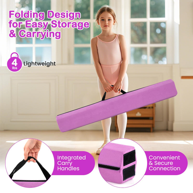 Load image into Gallery viewer, Goplus 7 FT Folding Balance Beam, Foam Floor Gymnastic Beam w/Removable Suede Cover, Non-Slip Bottom
