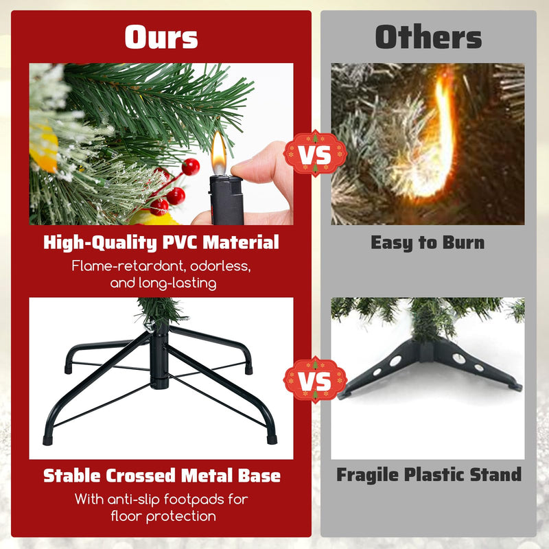 Load image into Gallery viewer, Goplus 9ft Pre-Lit Artificial Christmas Tree, Hinged Xmas Tree with 1416 PVC &amp; Pine Needles
