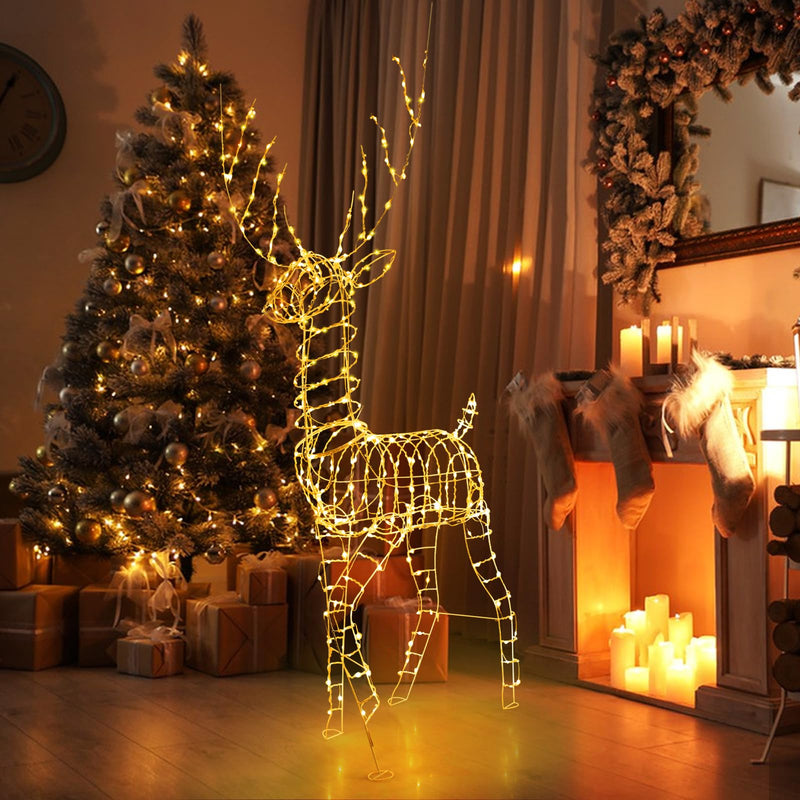 Load image into Gallery viewer, Goplus Christmas Lighted Reindeer, 6 ft 3D Festive Buck with 300 Warm White LED Lights
