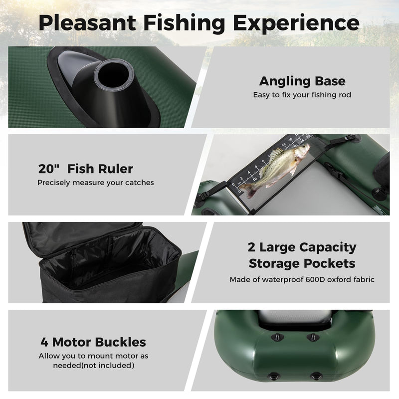 Load image into Gallery viewer, Goplus Inflatable Float Tube, Fishing Belly Boat with Fish Ruler, 2 Detachable Storage Bags, Pump, Carry Bag
