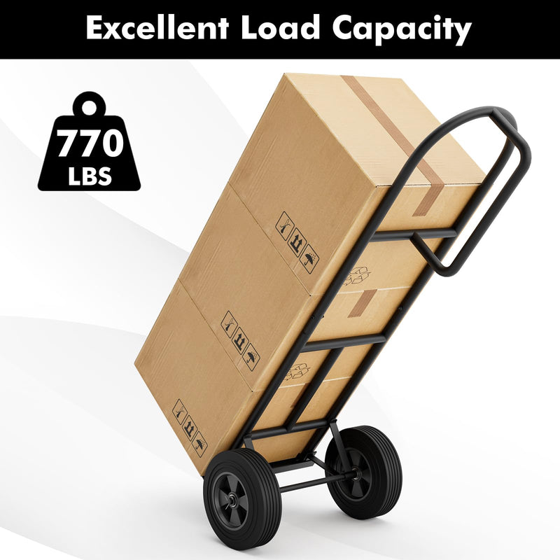 Load image into Gallery viewer, Goplus P-Handle Hand Truck, High Back Sack Barrow with 10&quot; Wheels, Built-in Double Bearings and Foldable Load Plate
